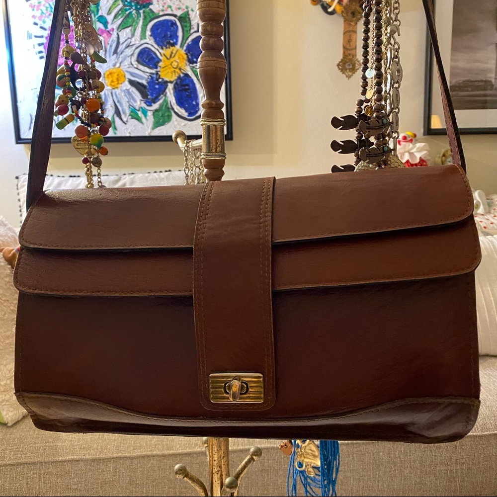 vintage made in india boxy leather crossbody
